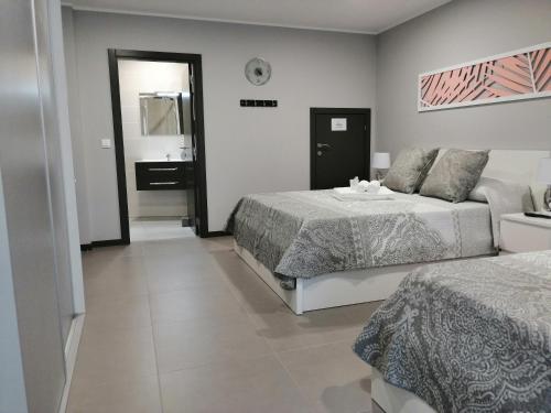 1 dormitorio con 2 camas y sofá en Anevan, en Vidago