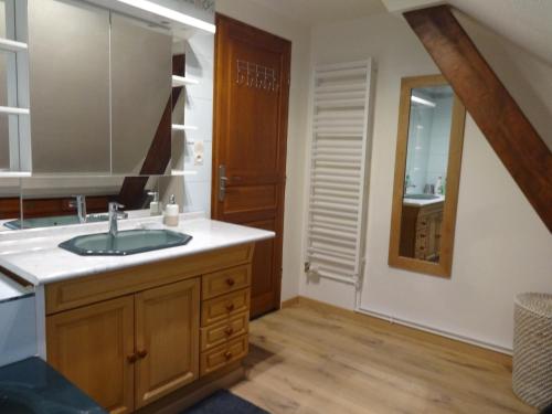 une salle de bain avec un lavabo et un miroir dans l'établissement Maison Bellevue, à Geishouse