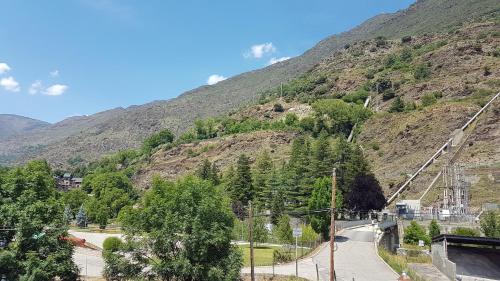 una vista di una montagna con alberi e una strada di Family Duplex Esterri a Esterri d'Àneu