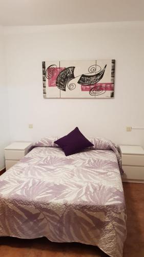 a bedroom with a bed and a picture on the wall at Apartamento turístico Dayma 2 in Jarandilla de la Vera