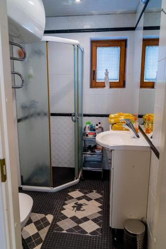 łazienka z prysznicem i umywalką w obiekcie Tulbi Beach Apartmen w Parnawie