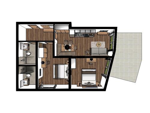 a drawing of a floor plan of a house at Apart Alpengenuss in Ladis
