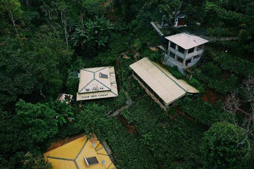 an overhead view of a house and a building at Train View Chalet in Bandarawela