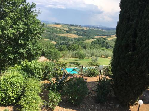 an aerial view of a garden with a swimming pool at Podere Casanova in Montespertoli