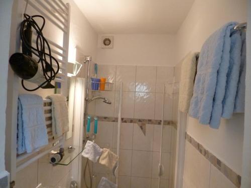 Et badeværelse på Ferienwohnung Hitzegrad