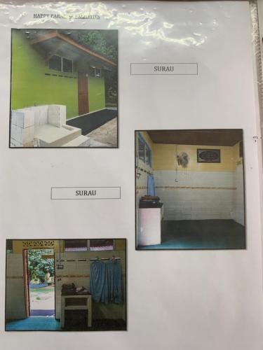three pictures of a room with a building at Happy Paradise in Kampung Janda Baik