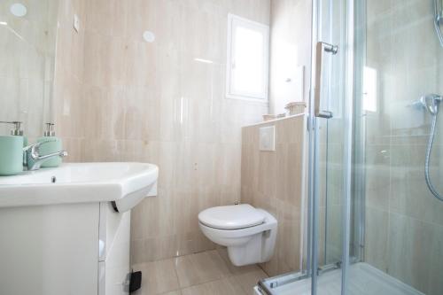 a bathroom with a toilet and a sink and a shower at Dreamyflat - Bercy in Paris