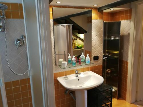 a bathroom with a sink and a shower at CasAmato in Benevento