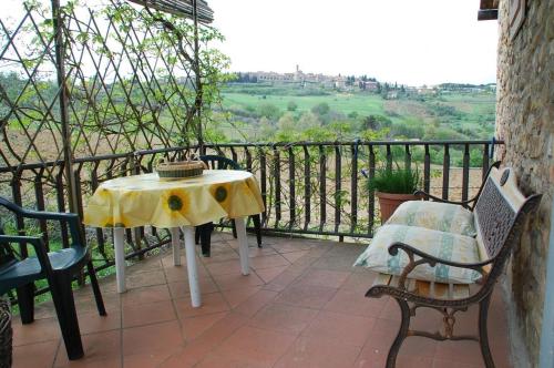 a table and chairs on a balcony with a view at Due Piani in Barberino di Val dʼElsa