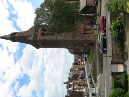 arial view of a street with buildings and cars at Dumfries Villa in Dumfries