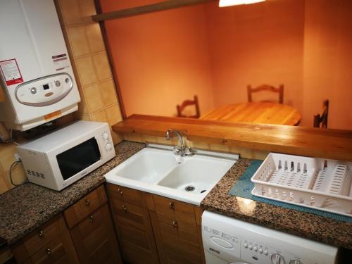 La cuisine est équipée d'un évier et d'un four micro-ondes. dans l'établissement apartment nuria, à Puigcerdà