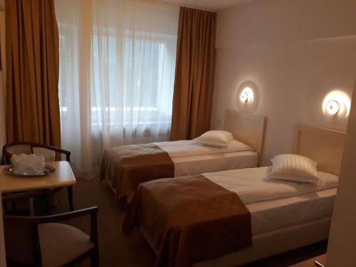 Кровать или кровати в номере Hotel Lotru