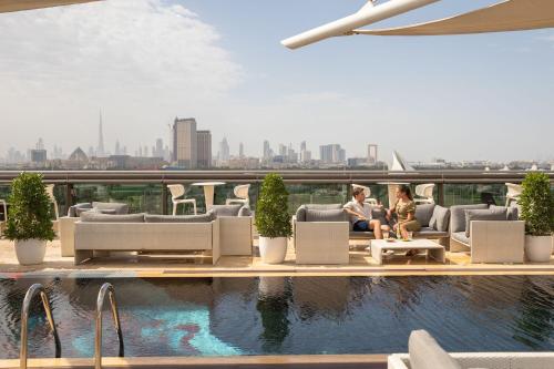 a view of the city from the roof of a building at Creekside Hotel in Dubai