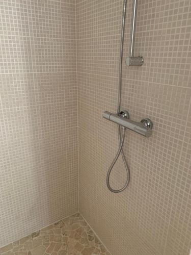 une douche avec pommeau de douche dans une salle de bain dans l'établissement LES CIGALES, à LʼIsle-sur-la-Sorgue