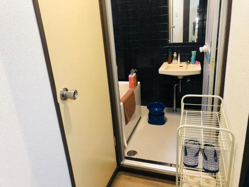 a small bathroom with a sink and a mirror at 板橋 RCアネックス Rc208 in Tokyo