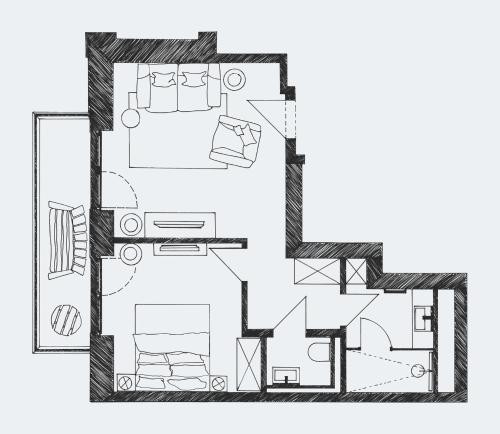 a sketch of a floor plan of a house at Lighthouse Hotel & Spa in Büsum