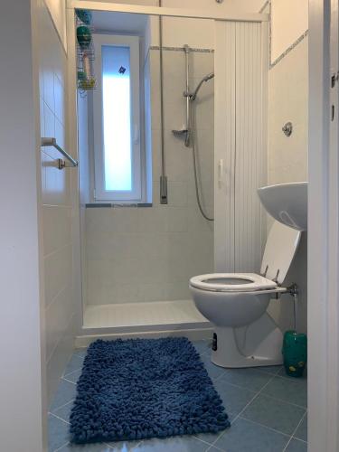 uma casa de banho com um WC, um lavatório e um chuveiro em MAMA' em Anacapri