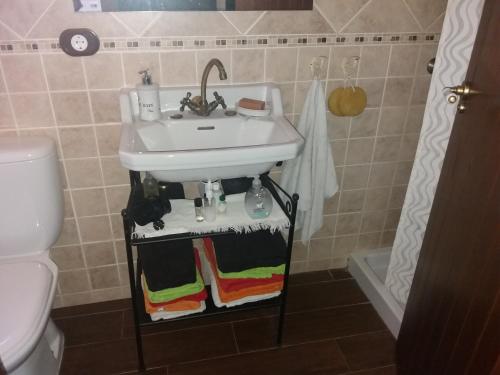 La salle de bains est pourvue d'un lavabo et de toilettes. dans l'établissement Boulevard Los Poetas, à San Mateo de Gállego