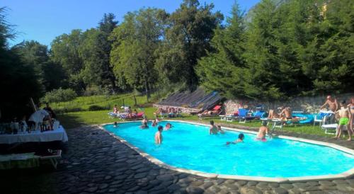 a group of people in a swimming pool at Hotel Panoramico in Corfino