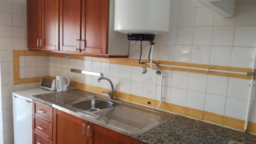 eine Küche mit einer Spüle und einer Arbeitsplatte in der Unterkunft Praia da Rocha Apartment 3 in Portimão