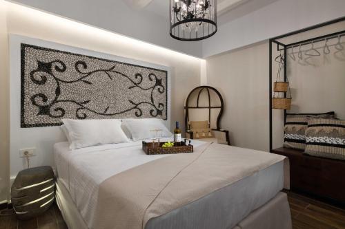 Кровать или кровати в номере Casa Pietra Lindos Luxury Traditional House
