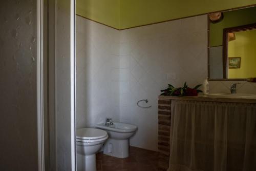ein Bad mit einem WC und einem Waschbecken in der Unterkunft Agriturismo Belvedere Di Pierini E Brugi in Campagnatico