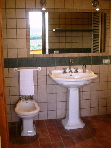 a bathroom with a sink and a toilet at Casavacanze Sant'Eugenia in Attigliano