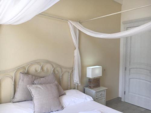 a bedroom with a white bed with a canopy at Ai Raggi di Sole in Lecce