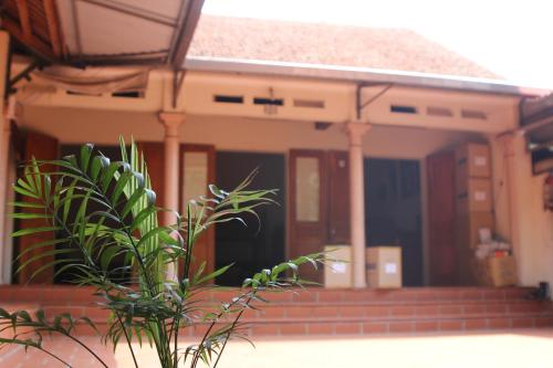 a house with a plant in front of it at Chicken's house- Đường Lâm Homestay in Hanoi
