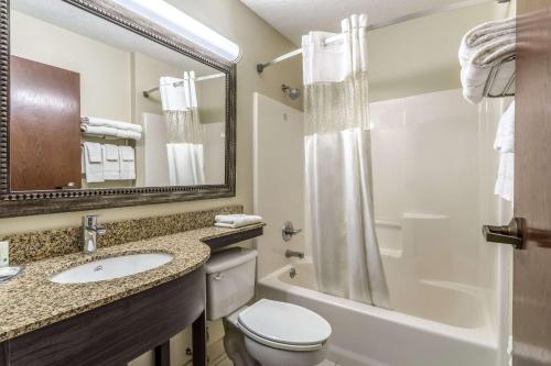 a bathroom with a sink and a toilet and a shower at Quality Inn & Suites North Lima - Boardman in North Lima