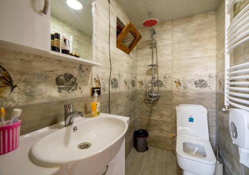 a bathroom with a sink and a toilet at Tsera House in Gori