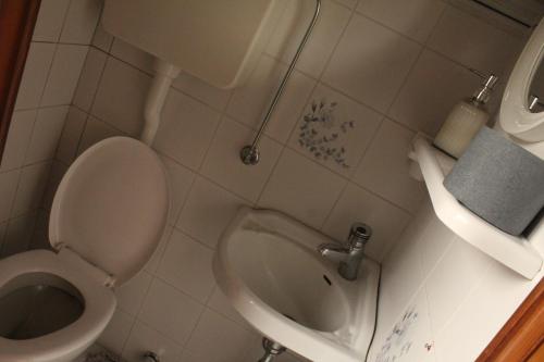 a small bathroom with a toilet and a sink at Casa all'era in Cernobbio
