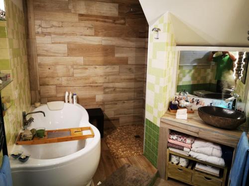 a bathroom with a toilet and a sink at MinaVill La Casa Sulle Dolomiti in Fiera di Primiero