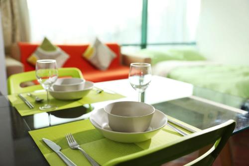 Χώρος καθιστικού στο Shanghai Cosmo World Union Service Apartment