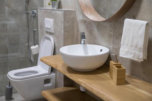 a bathroom with a white sink and a toilet at Villa Meereen in Klis