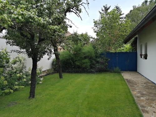 a yard with a tree and a fence at Slovácká chalupa in Strážnice