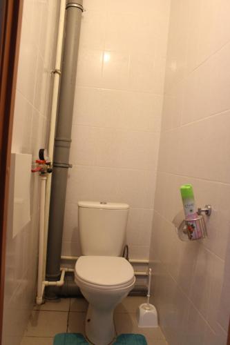 a bathroom with a white toilet in a room at Уютная двушка in Elista