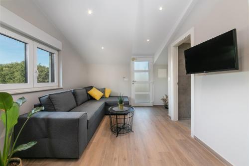 Μια τηλεόραση ή/και κέντρο ψυχαγωγίας στο Quercus Apartments - Peace & Nature by the Bike Trail