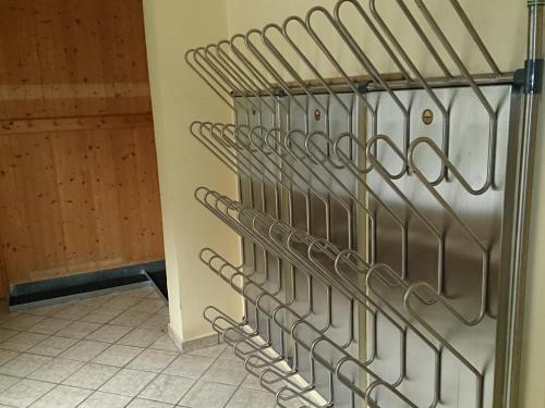 a wall of wine racks in a wine cellar at Appartement Hochleitner in Wagrain
