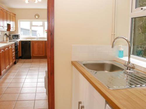 a kitchen with a sink and a counter at Caesamson in Caersws