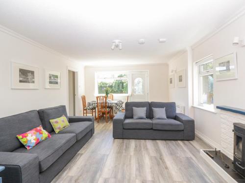 a living room with two couches and a fireplace at Mardan in Dumfries