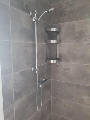a shower with a shower head in a bathroom at Park View in Galway