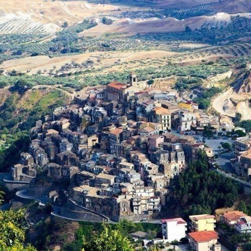 an aerial view of a village in the mountains at Il Borgo & il Feudo in Badolato