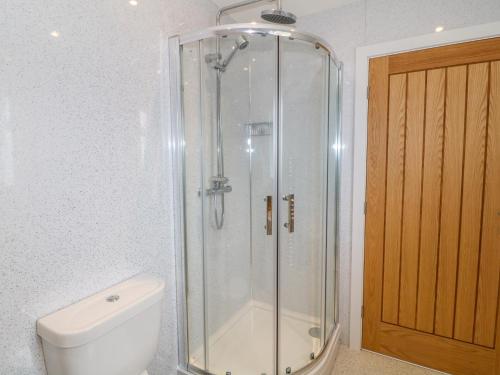 una cabina de ducha en un baño con inodoro en Llwyd Coed Canol, en Caernarfon