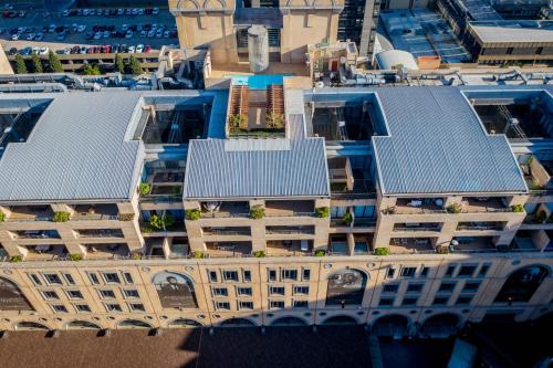 an overhead view of a building with solar panels on it at Raphael Suites in Johannesburg