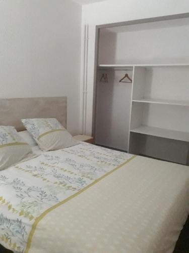 a bedroom with a bed and an empty shelf at VILLA BONVOULOIR in Bagnères-de-Bigorre