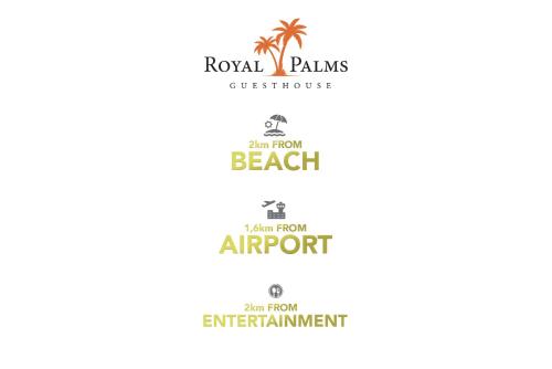 a collage of labels for a beach resort with a palm tree at Royal Palms Guest House in Port Elizabeth