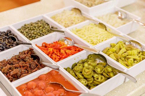 a display of different types of fruits and vegetables at Medical SPA "Eglės sanatorija" Comfort Druskininkai in Druskininkai