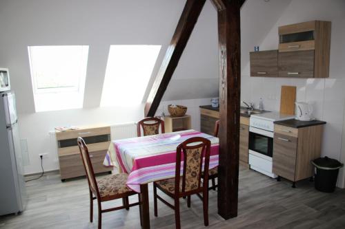 Η κουζίνα ή μικρή κουζίνα στο Pension Bernburg A²