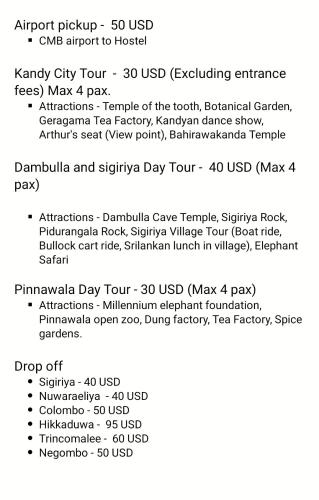a screenshot of a list of the names of cities in the text at Mountview Homestay Kandy in Kandy